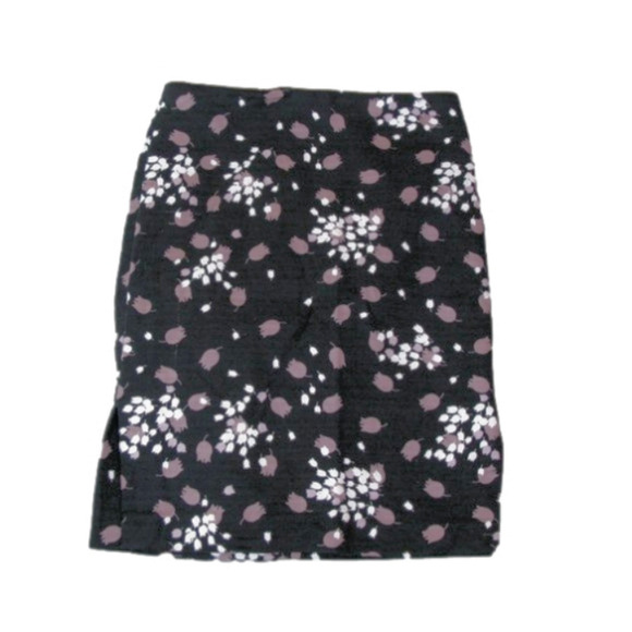 LOFT Black/Tan Floral Skirt Size 6 - Picture 1 of 4
